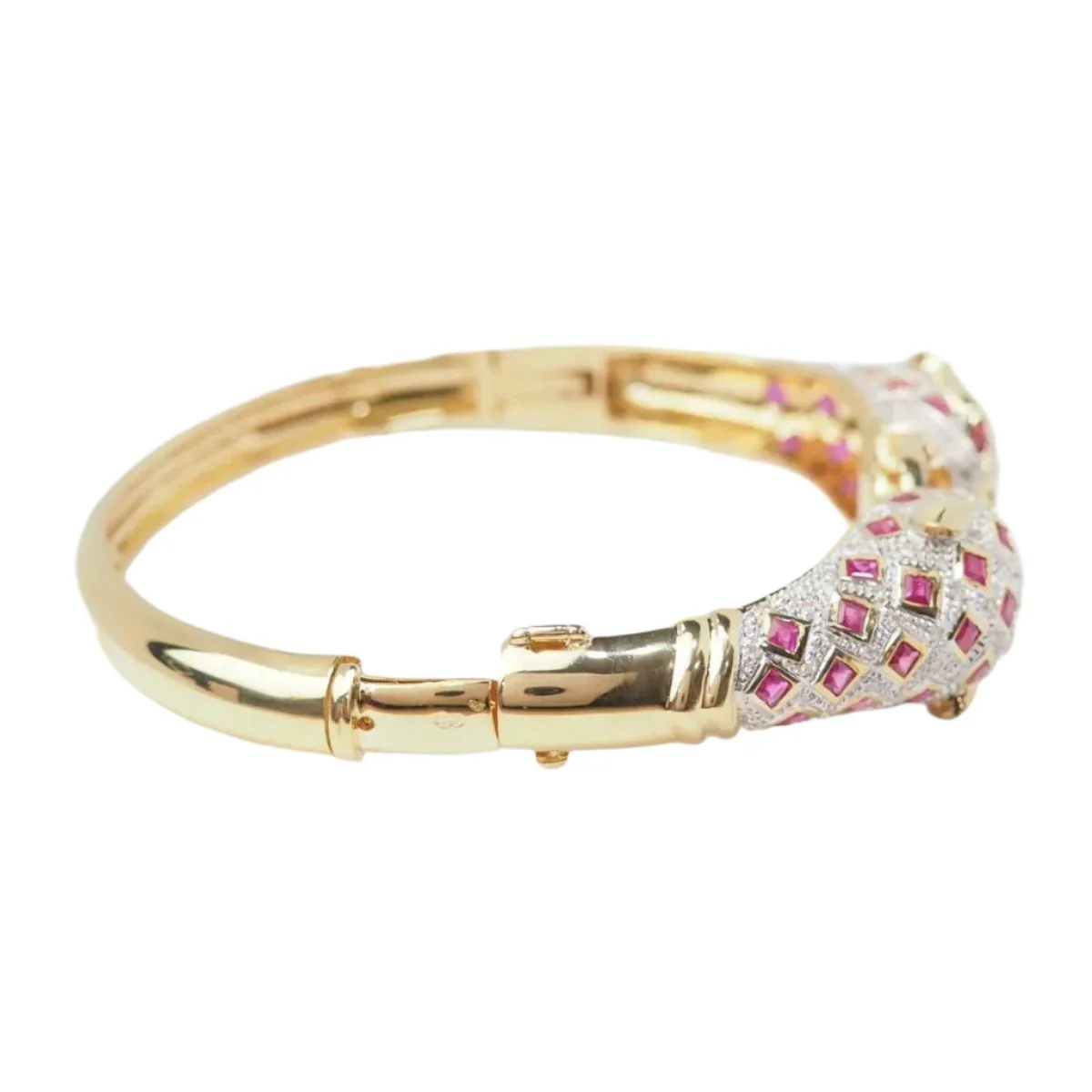 Bracelet Jonc Panthères en or jaune, rubis et diamants - Image 4
