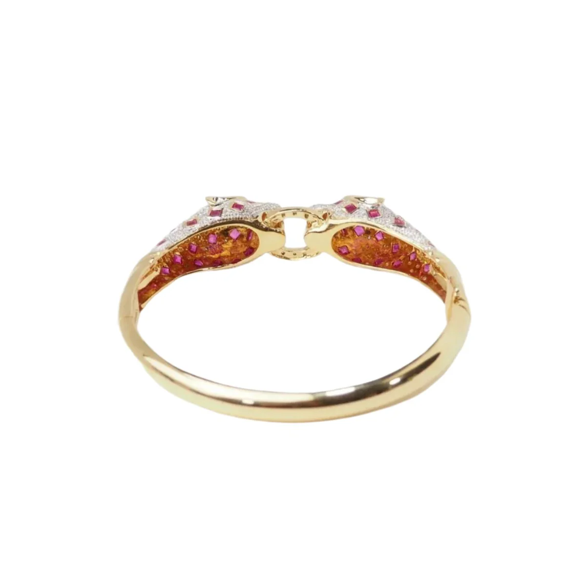 Bracelet Jonc Panthères en or jaune, rubis et diamants - Image 5