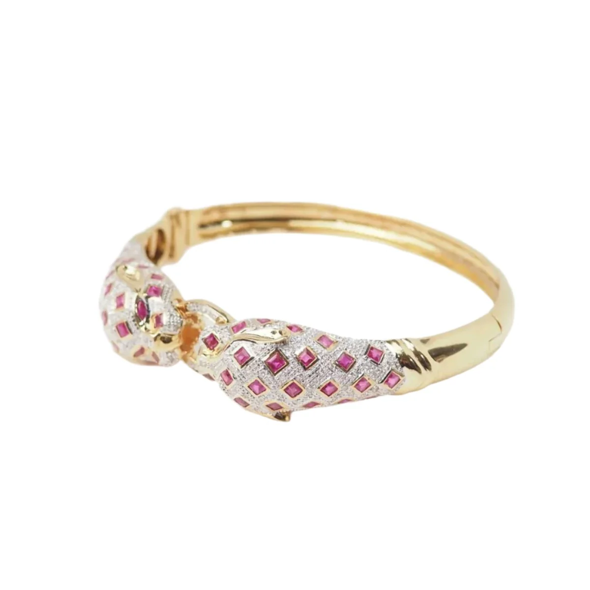 Bracelet Jonc Panthères en or jaune, rubis et diamants - Image 6