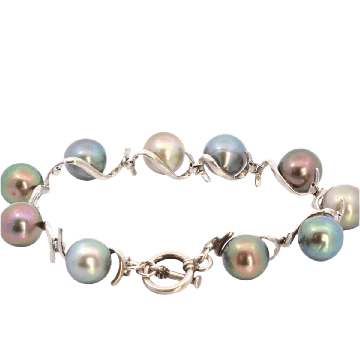 Bracelet Souple en argent et perles - Image 2