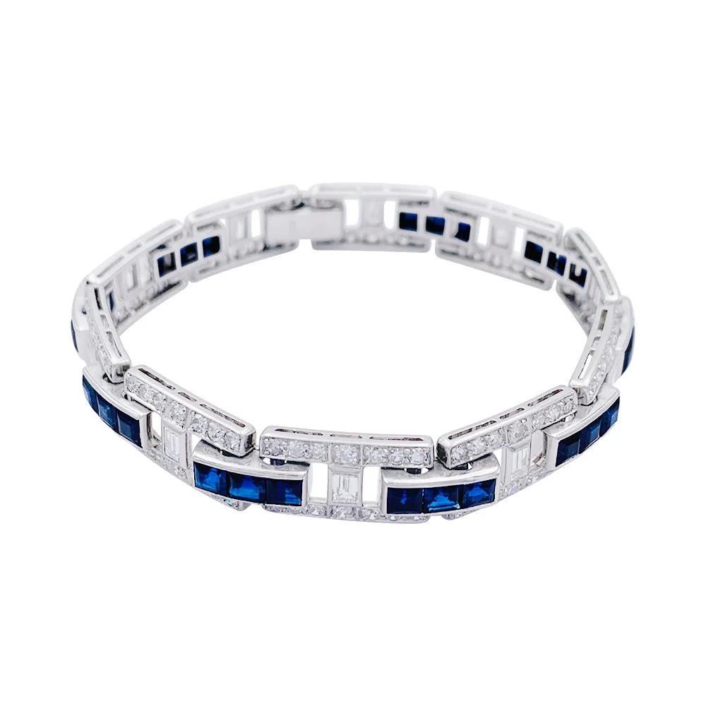 Bracelet platine, saphirs et diamants - Image 3