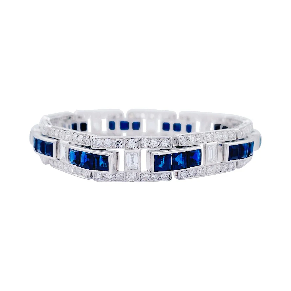 Bracelet platine, saphirs et diamants - Image 4