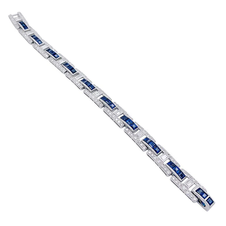Bracelet platine, saphirs et diamants - Image 5