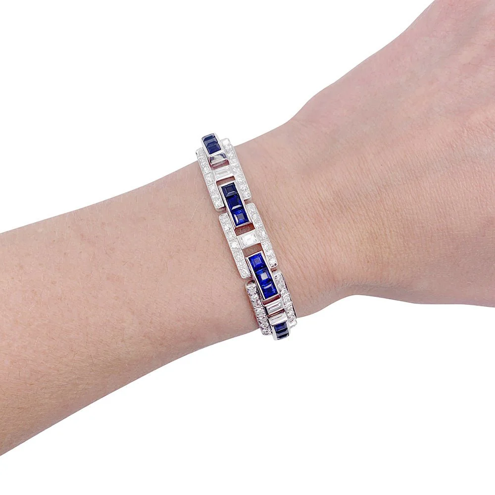 Bracelet platine, saphirs et diamants - Image 6
