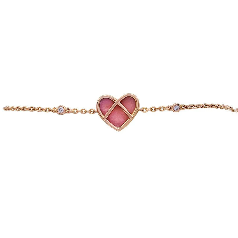 Bracelet Poiray, "L'Attrape-Coeur", or rose, opale rose, diamants