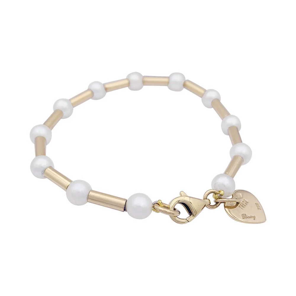 Bracelet Poiray, "Roseau", or jaune et perles.