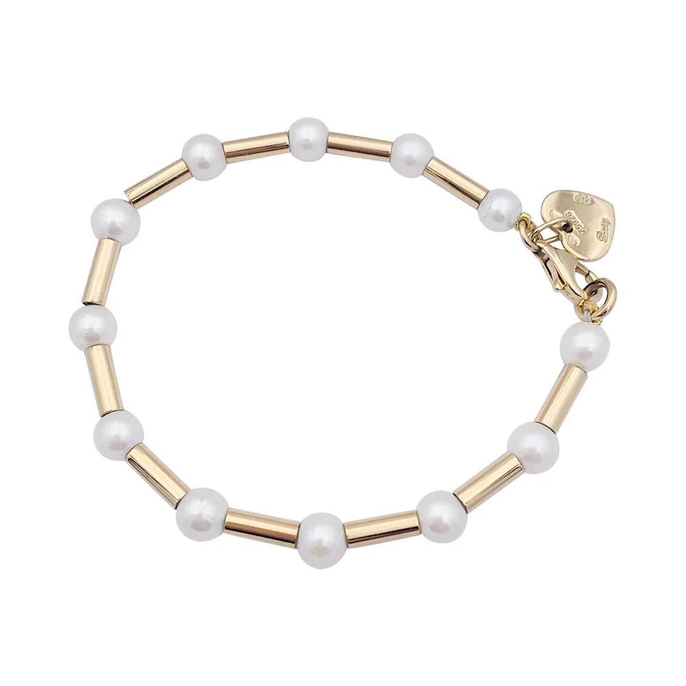 Bracelet Poiray, "Roseau", or jaune et perles. - Image 3