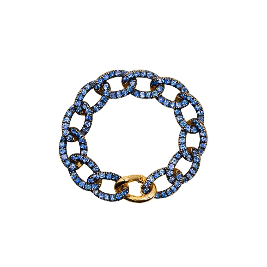 Bracelet Maille POMELLATO "Tango" en or jaune et saphirs - Image 4