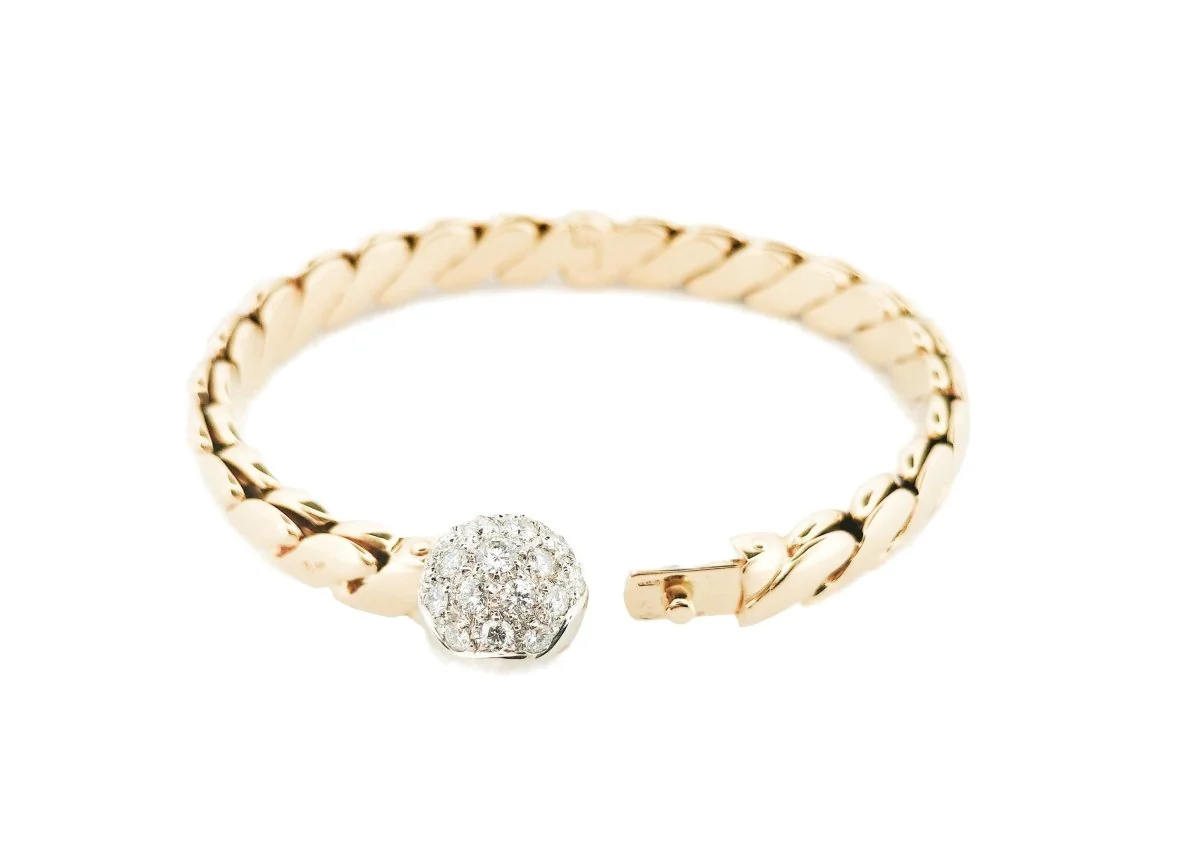 Bracelet Jonc POMELLATO or jaune et diamants - Image 3
