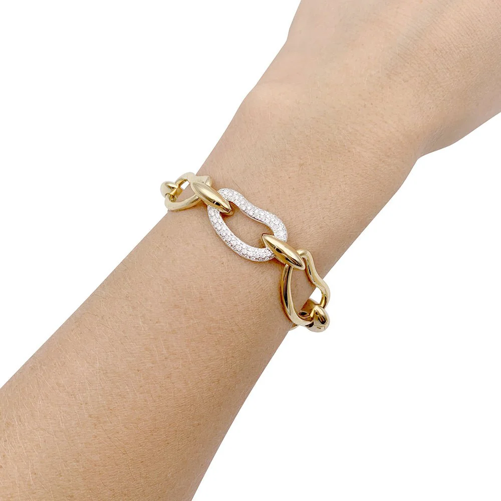 Bracelet POMELLATO  "Paisley" en or jaune, or blanc et diamants. - Image 3