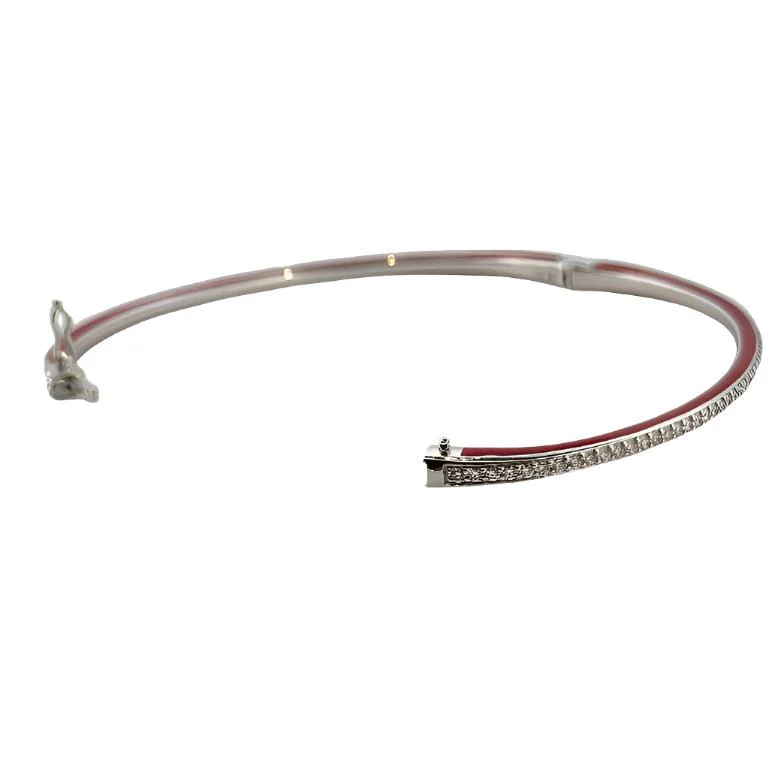 Bracelet Raphaëlle Canot "Skinny déco bangle" en or blanc et émail - Image 3
