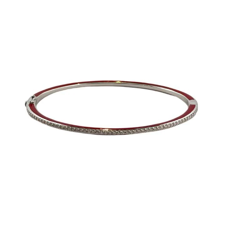 Bracelet Raphaëlle Canot "Skinny déco bangle" en or blanc et émail - Image 4
