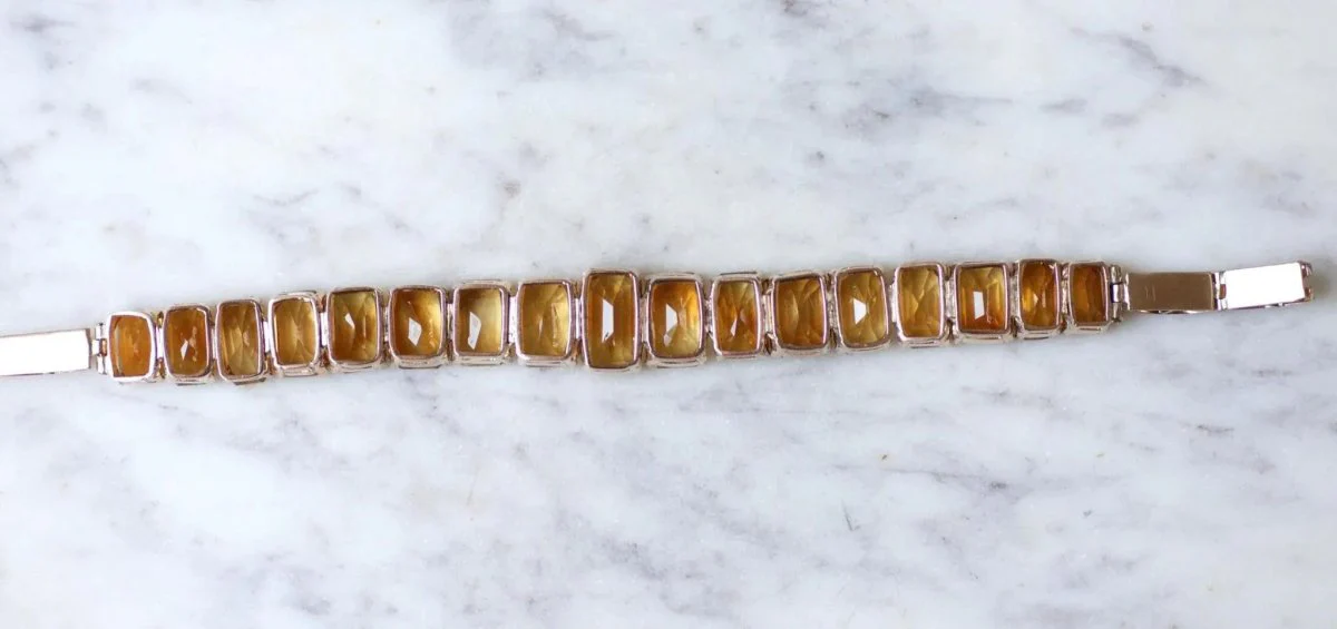 Bracelet Retro Ligne Citrines Sur Or Rose - Image 10