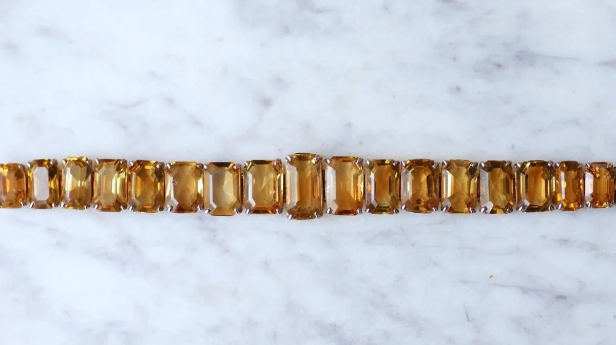 Bracelet Retro Ligne Citrines Sur Or Rose - Image 2