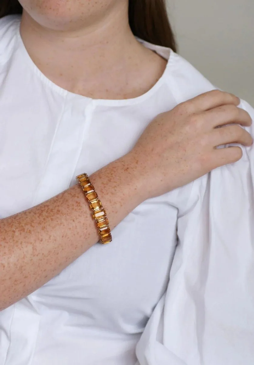 Bracelet Retro Ligne Citrines Sur Or Rose - Image 3
