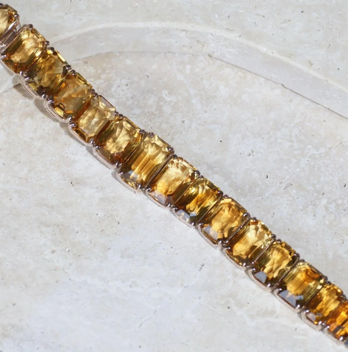 Bracelet Retro Ligne Citrines Sur Or Rose - Image 4