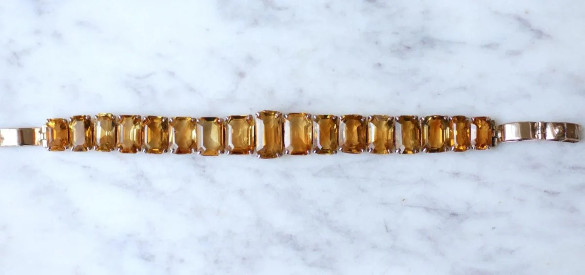 Bracelet Retro Ligne Citrines Sur Or Rose - Image 6