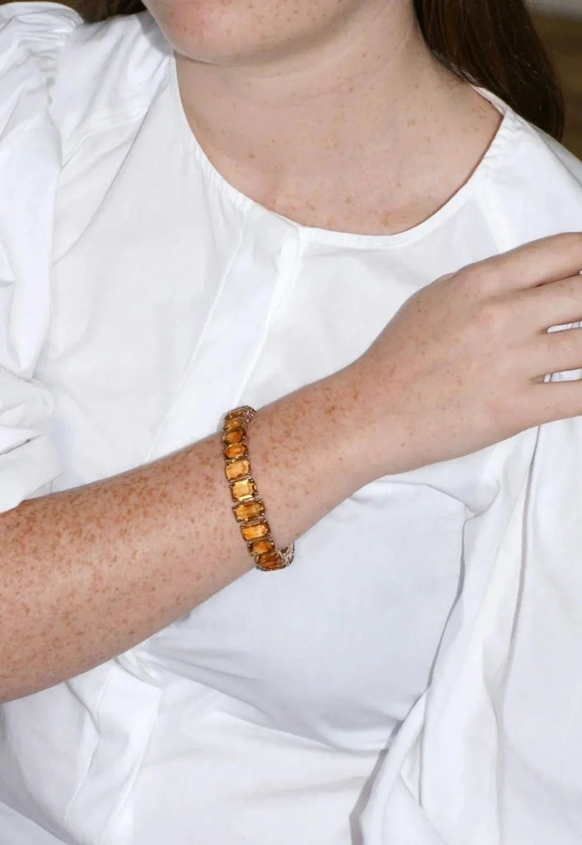 Bracelet Retro Ligne Citrines Sur Or Rose - Image 7