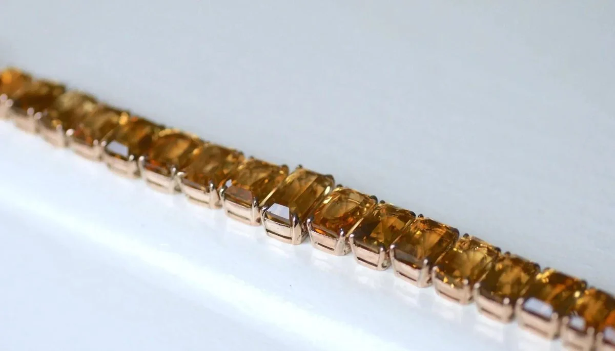 Bracelet Retro Ligne Citrines Sur Or Rose - Image 8