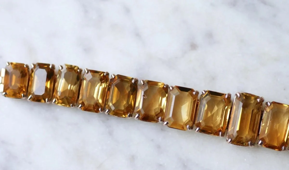 Bracelet Retro Ligne Citrines Sur Or Rose - Image 9