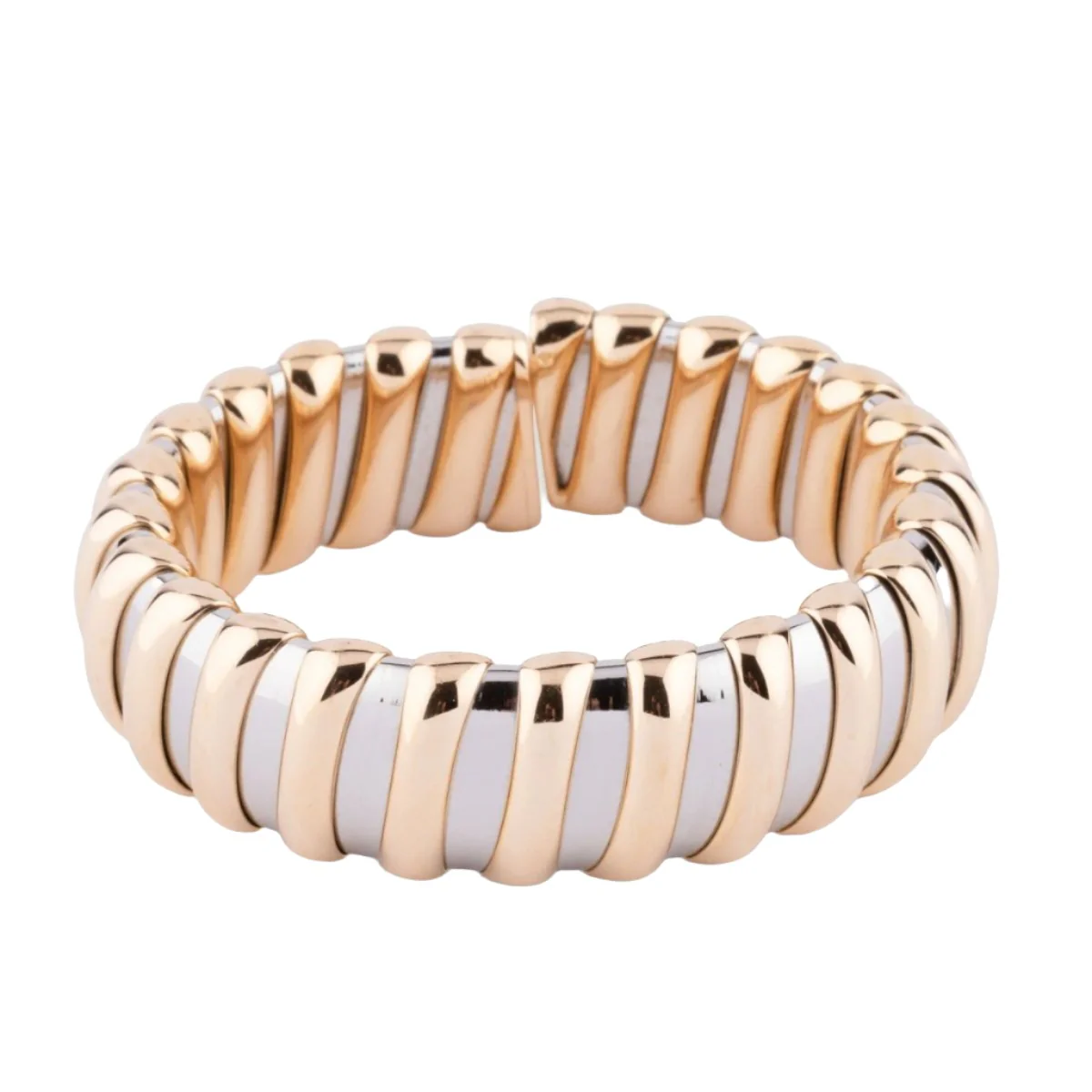 Bracelet rigide BULGARI "Tubogas" en or jaune et acier