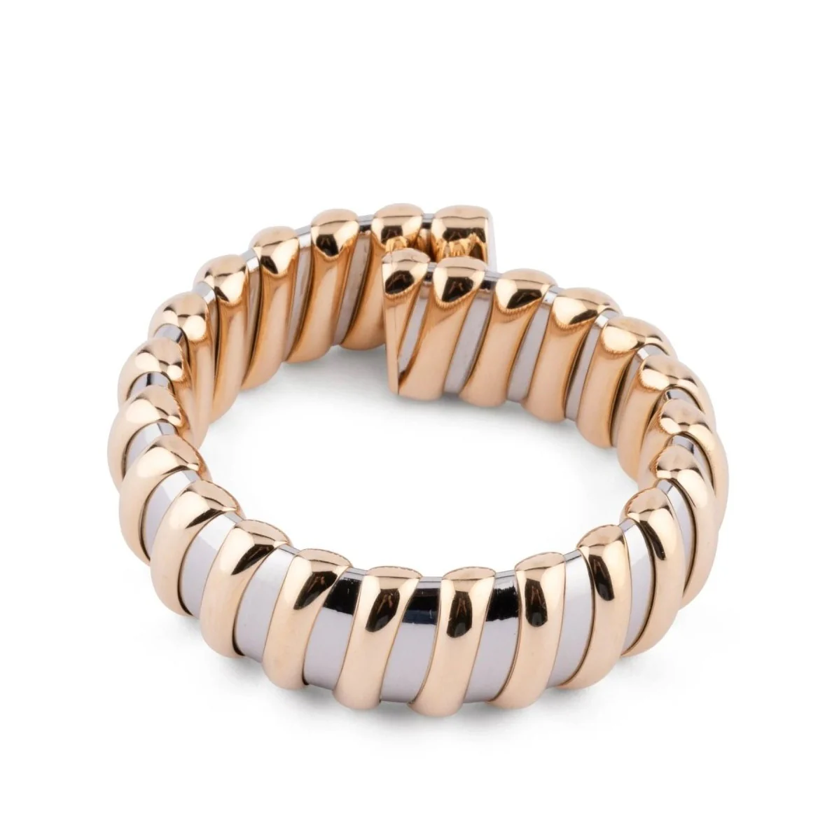 Bracelet rigide BULGARI "Tubogas" en or jaune et acier - Image 3