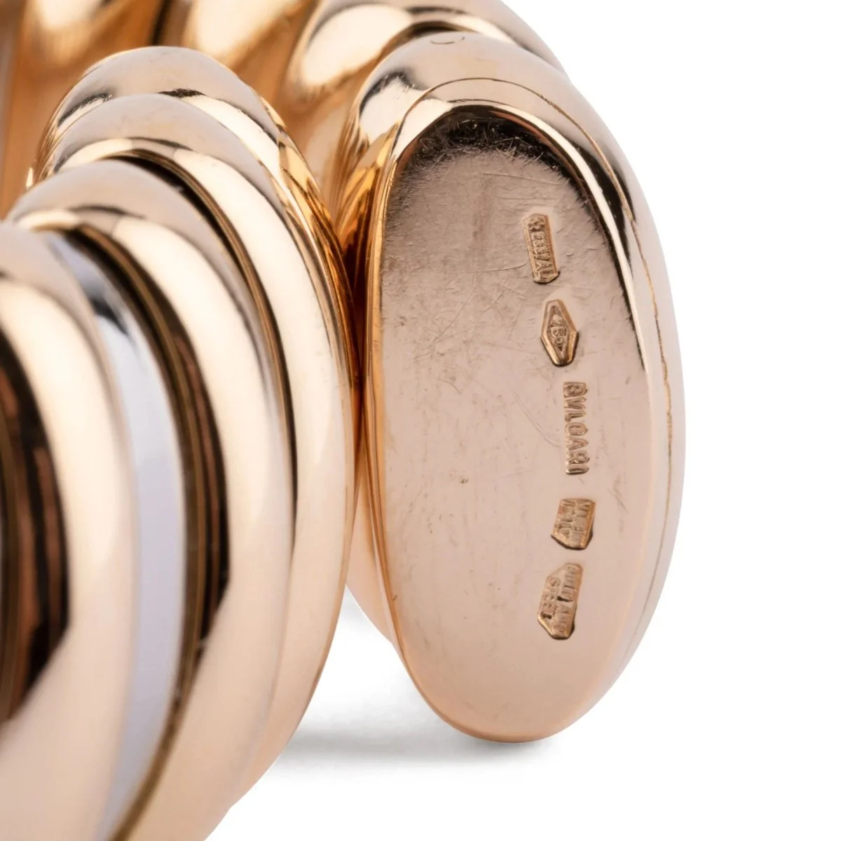 Bracelet rigide BULGARI "Tubogas" en or jaune et acier - Image 5