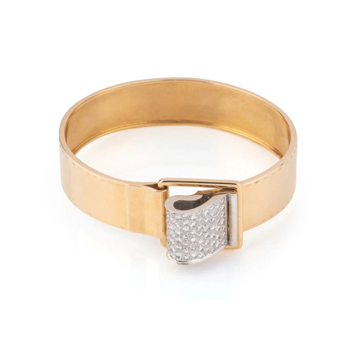 Bracelet rigide en or jaune et diamant