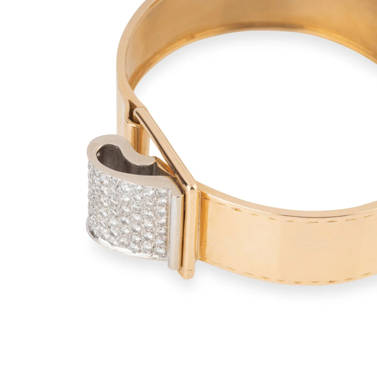 Bracelet rigide en or jaune et diamant - Image 2