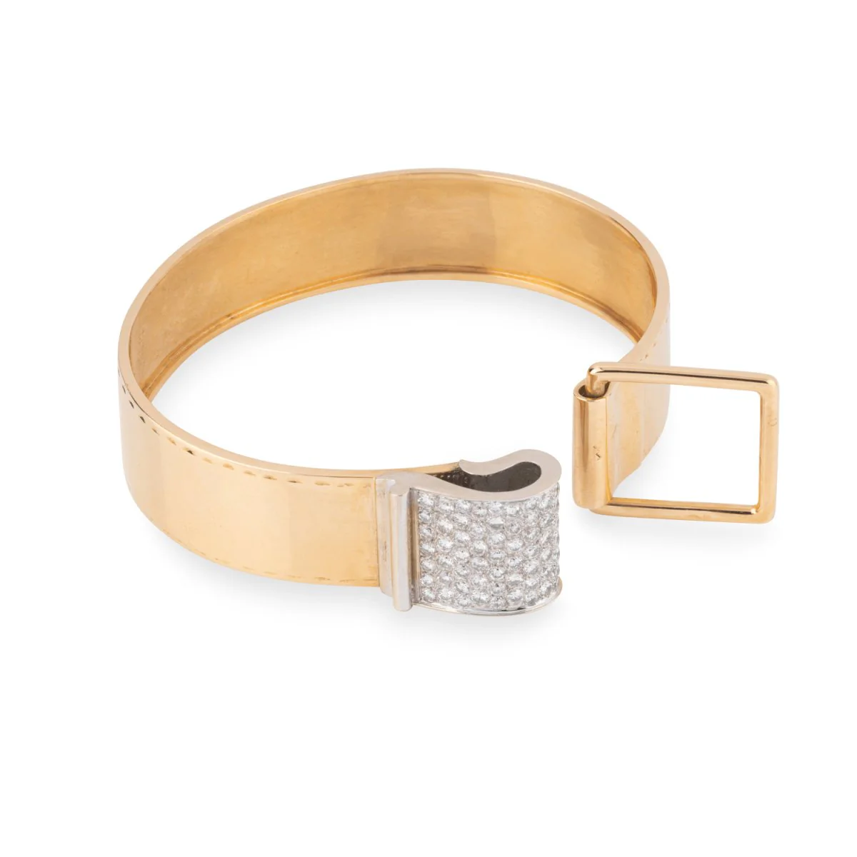 Bracelet rigide en or jaune et diamant - Image 3