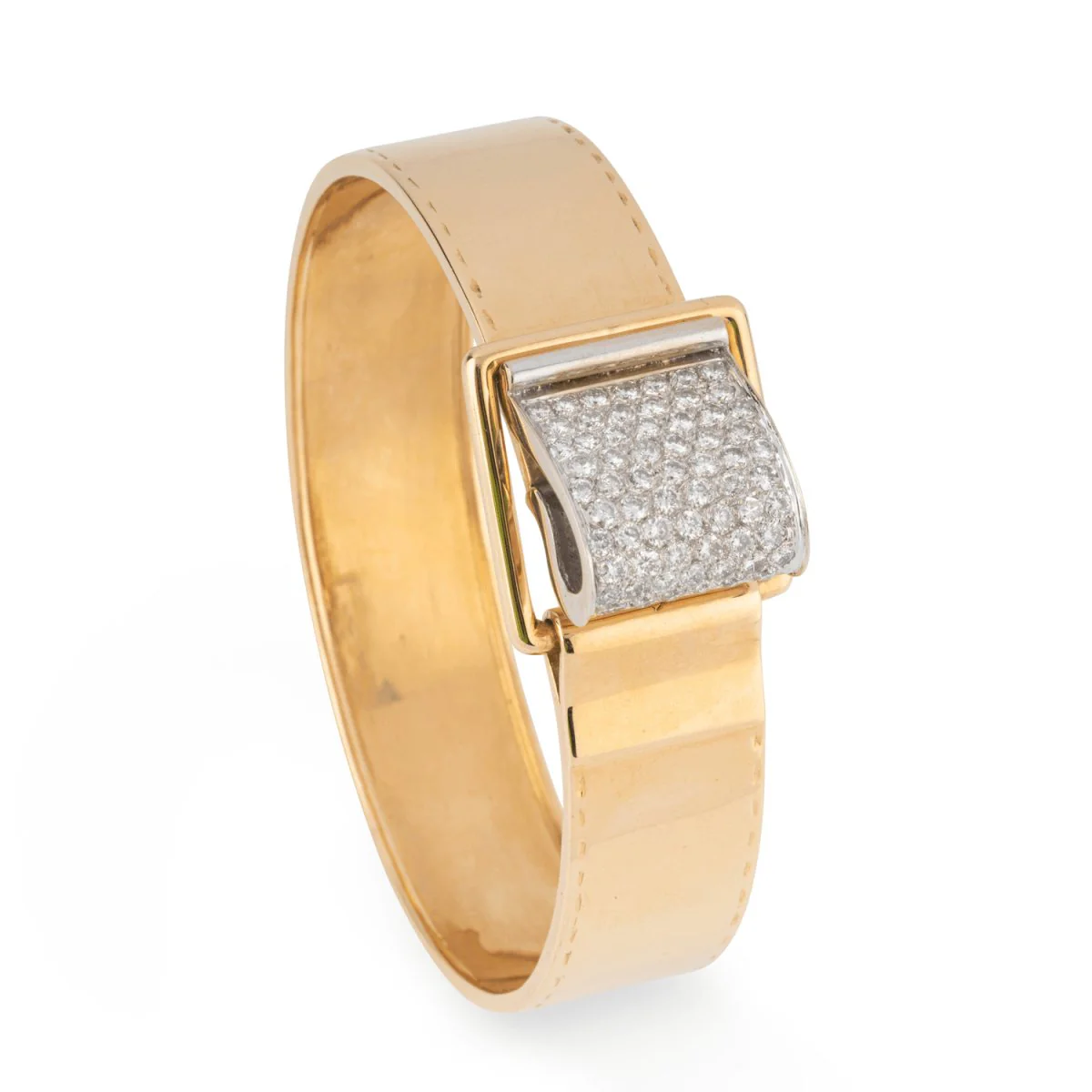 Bracelet rigide en or jaune et diamant - Image 4