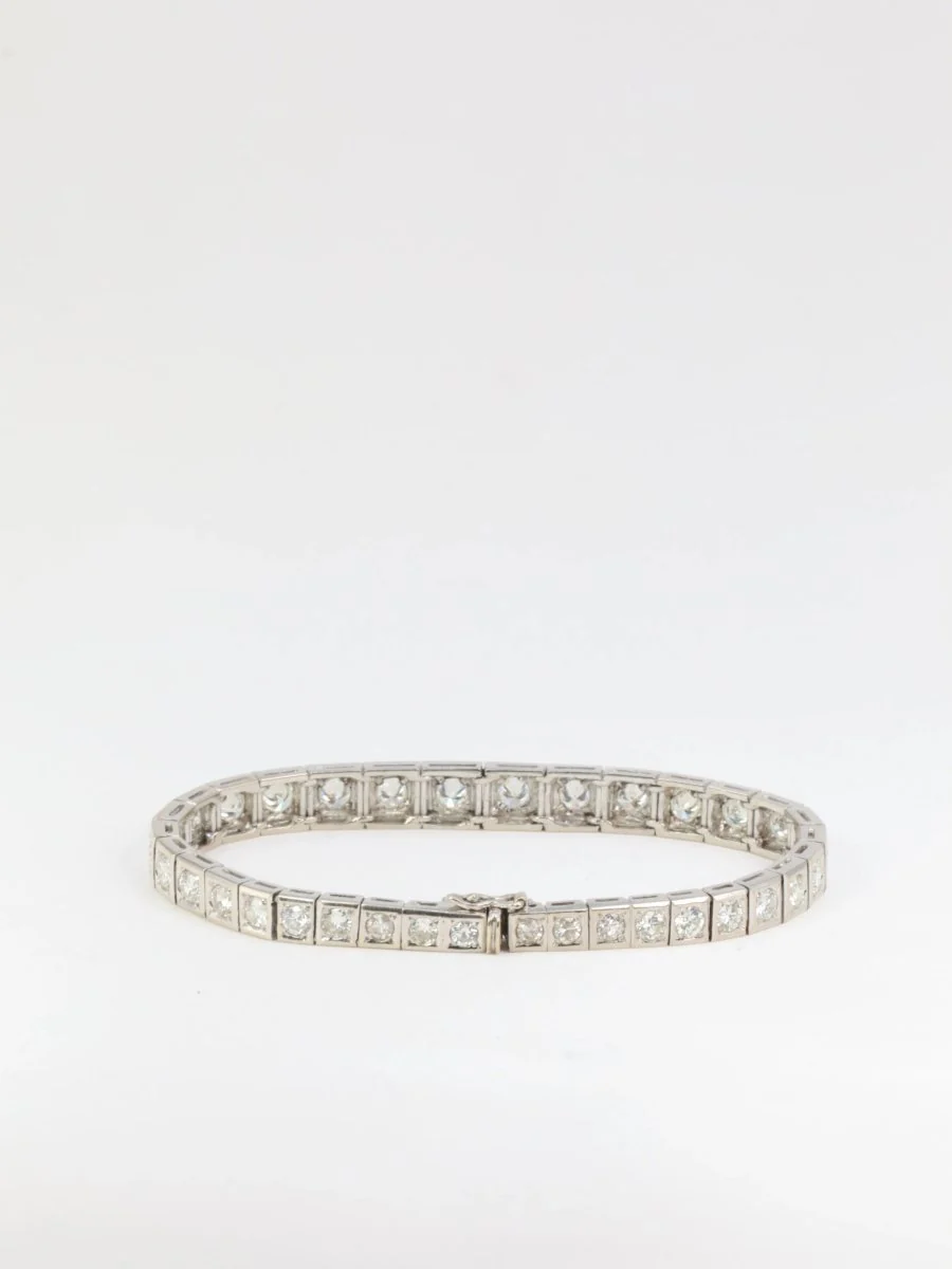 Bracelet rivière articulé en or, platine et diamants - Image 5
