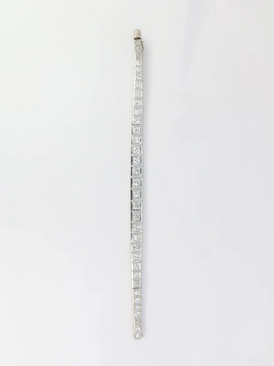 Bracelet rivière articulé en or, platine et diamants - Image 8