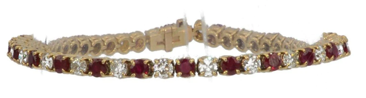 Bracelet rivière en or jaune diamants et rubis - Image 2