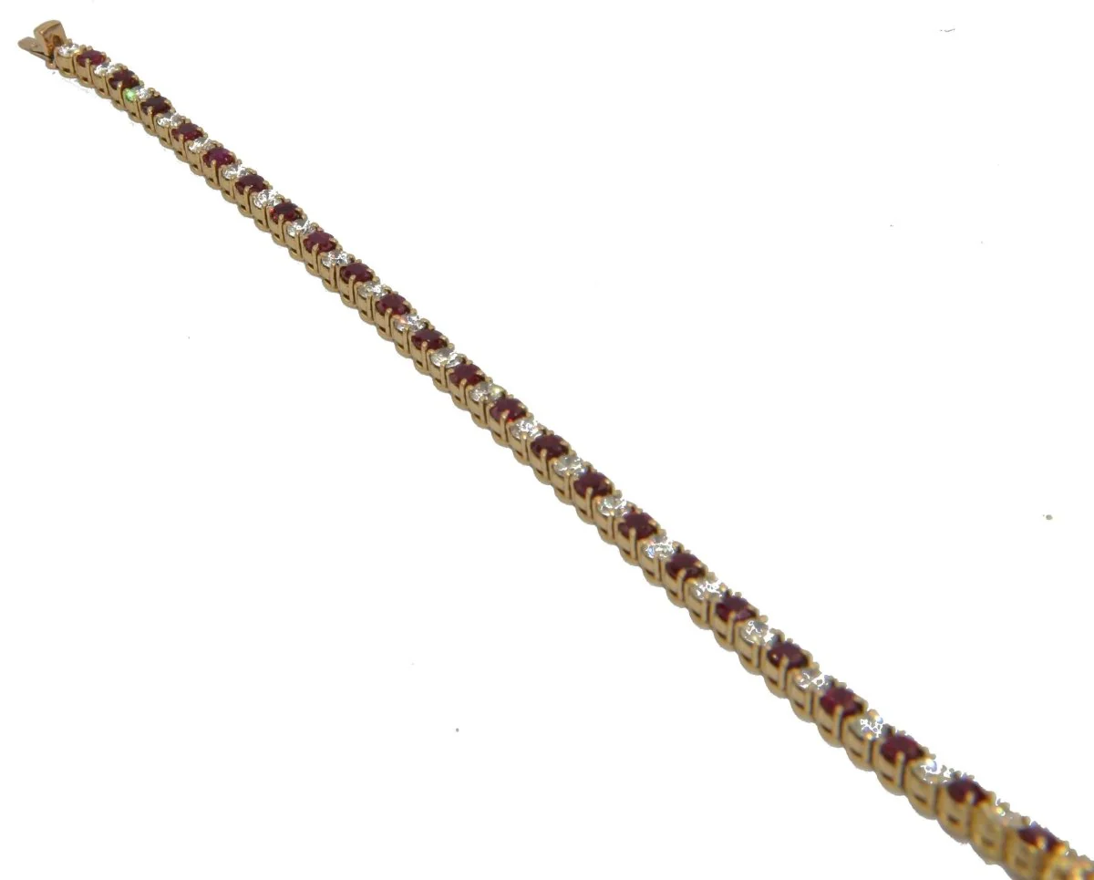 Bracelet rivière en or jaune diamants et rubis - Image 3