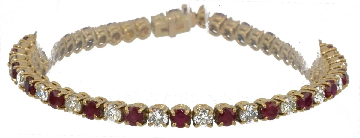 Bracelet rivière en or jaune diamants et rubis - Image 6