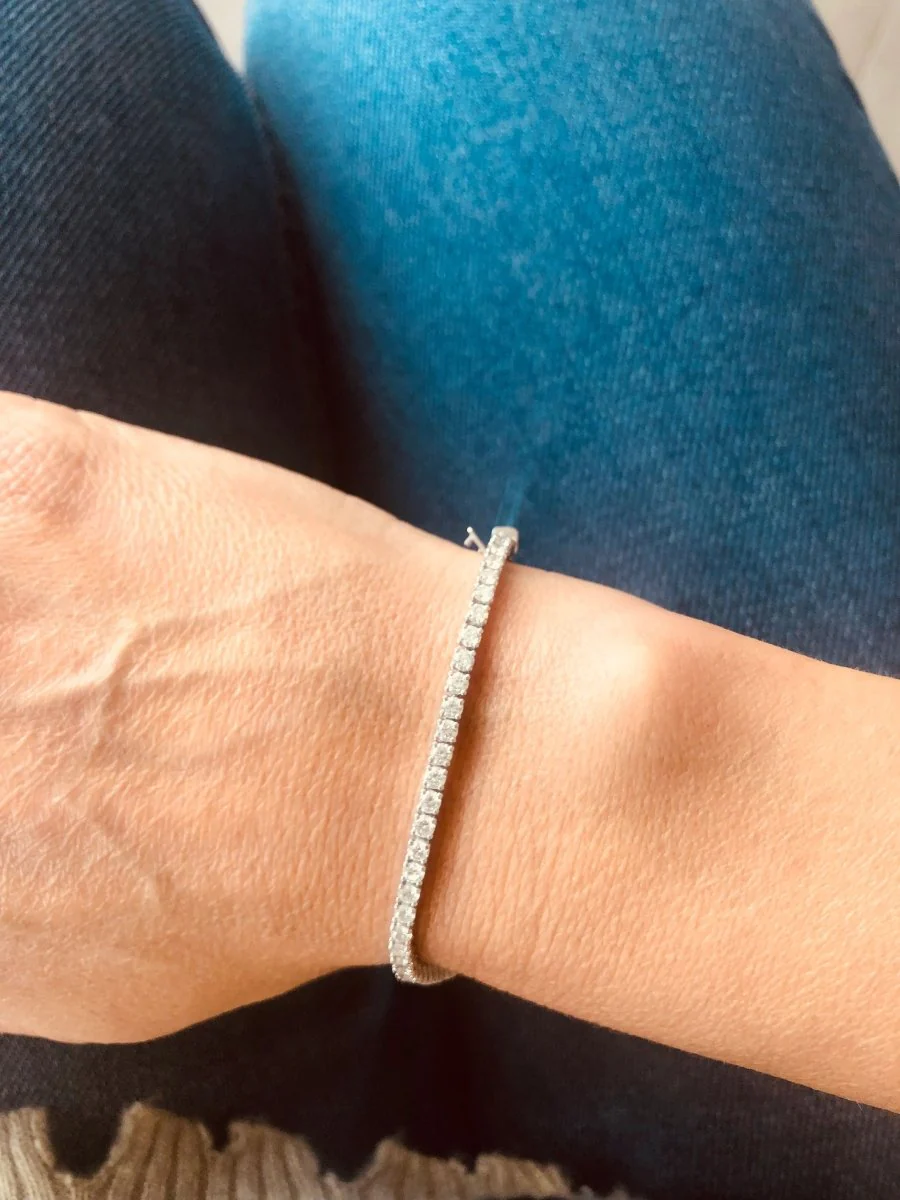 Bracelet rivière or gris en diamants - Image 4