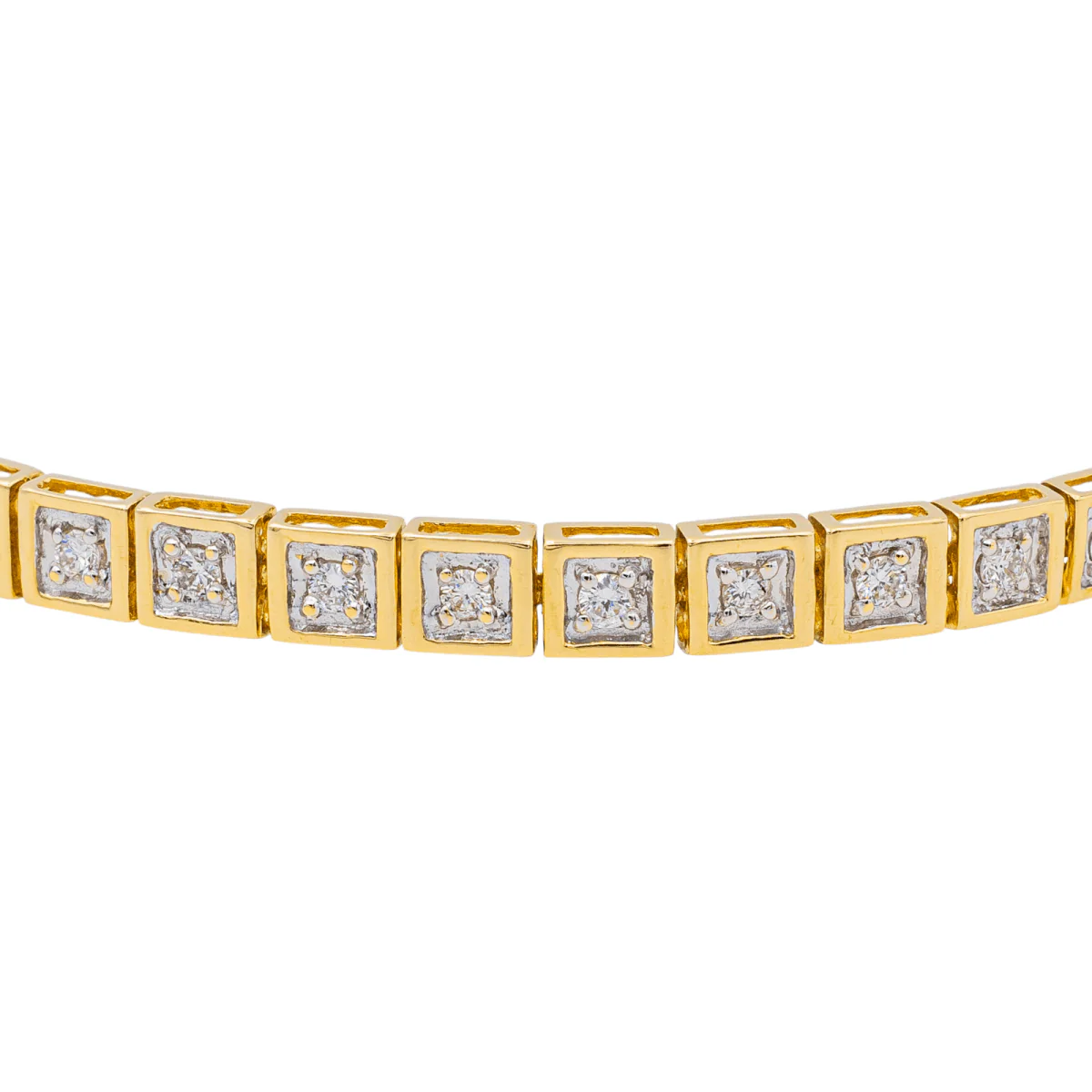 Bracelet Rivière en or jaune, or blanc et diamants - Image 4