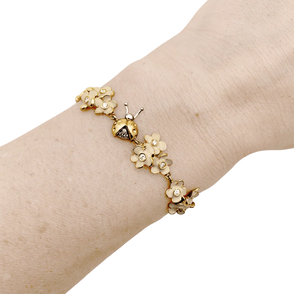 Bracelet ROBERTO COIN en or rose, émail et diamants - Image 2