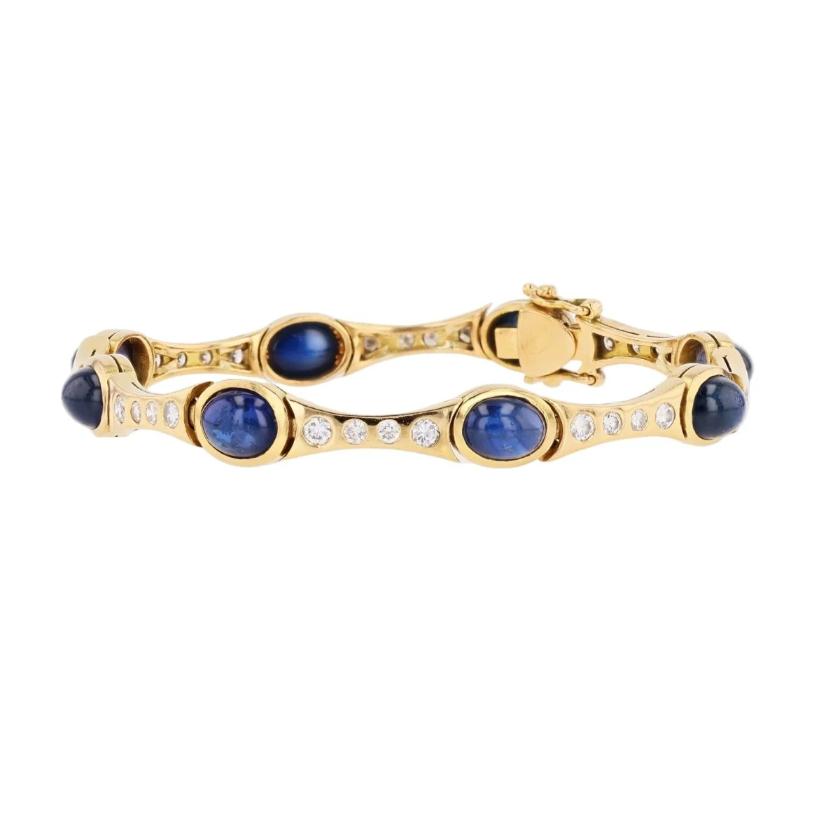 Bracelet Ligne en or jaune, saphirs et diamants