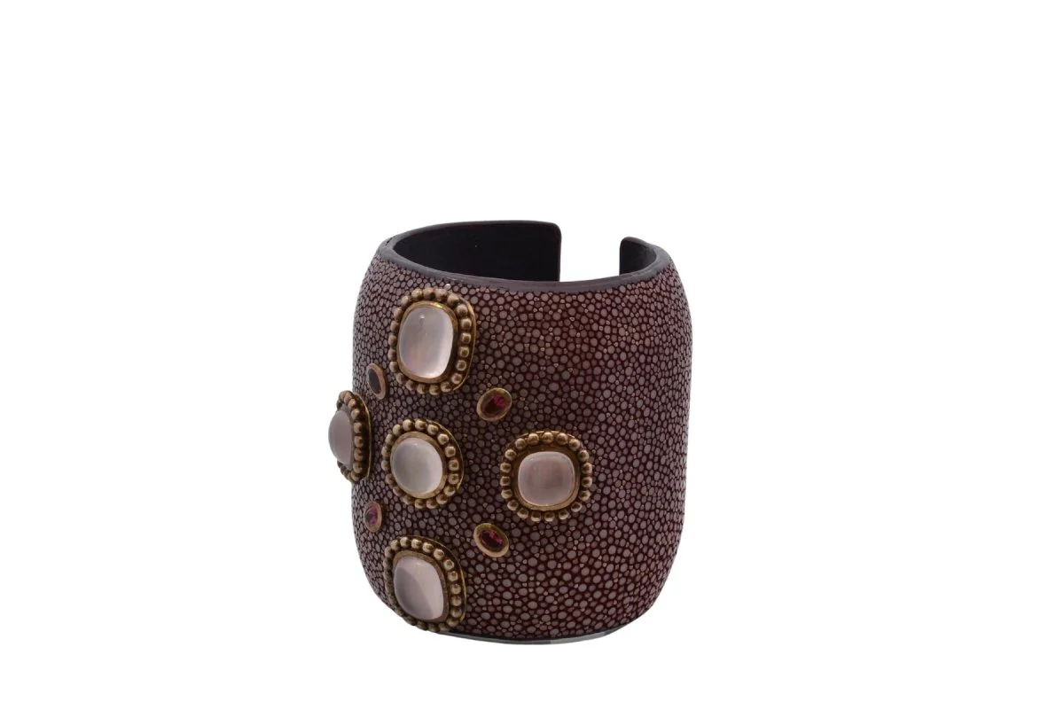 Bracelet Senti en galuchat et tourmalines
