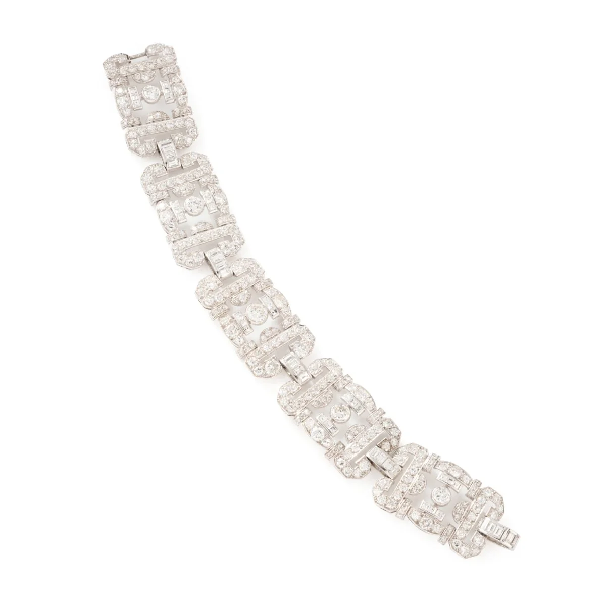 Bracelet Souple Art déco en or blanc et diamants