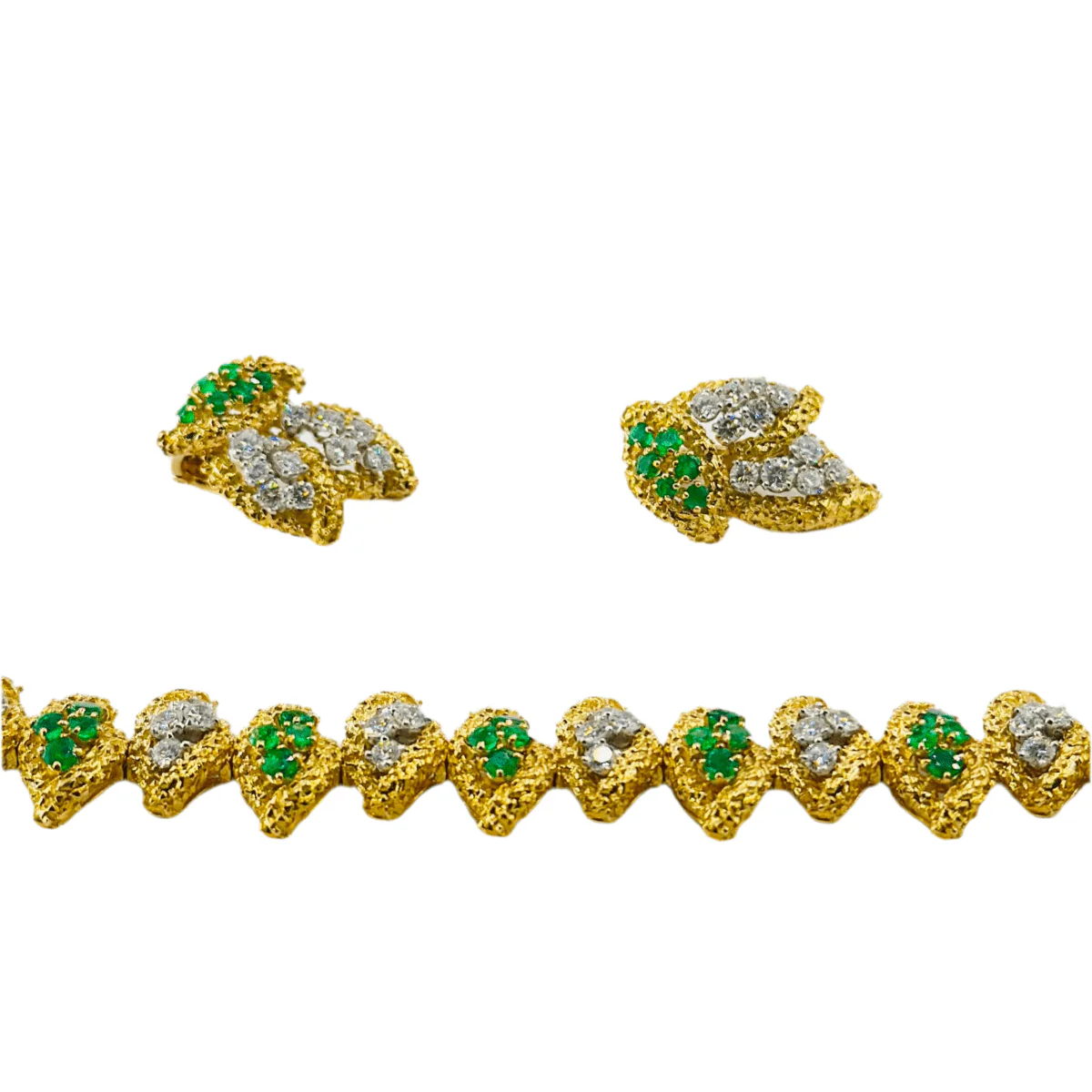 Bracelet Souple BOUCHERON en or jaune, émeraudes et diamants - Image 5