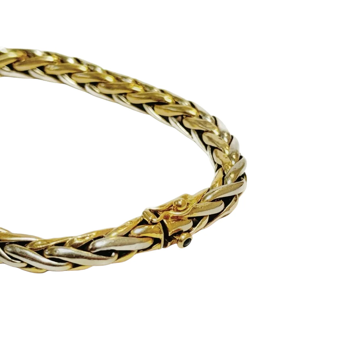 Bracelet maille épi en or jaune et or gris - Image 5
