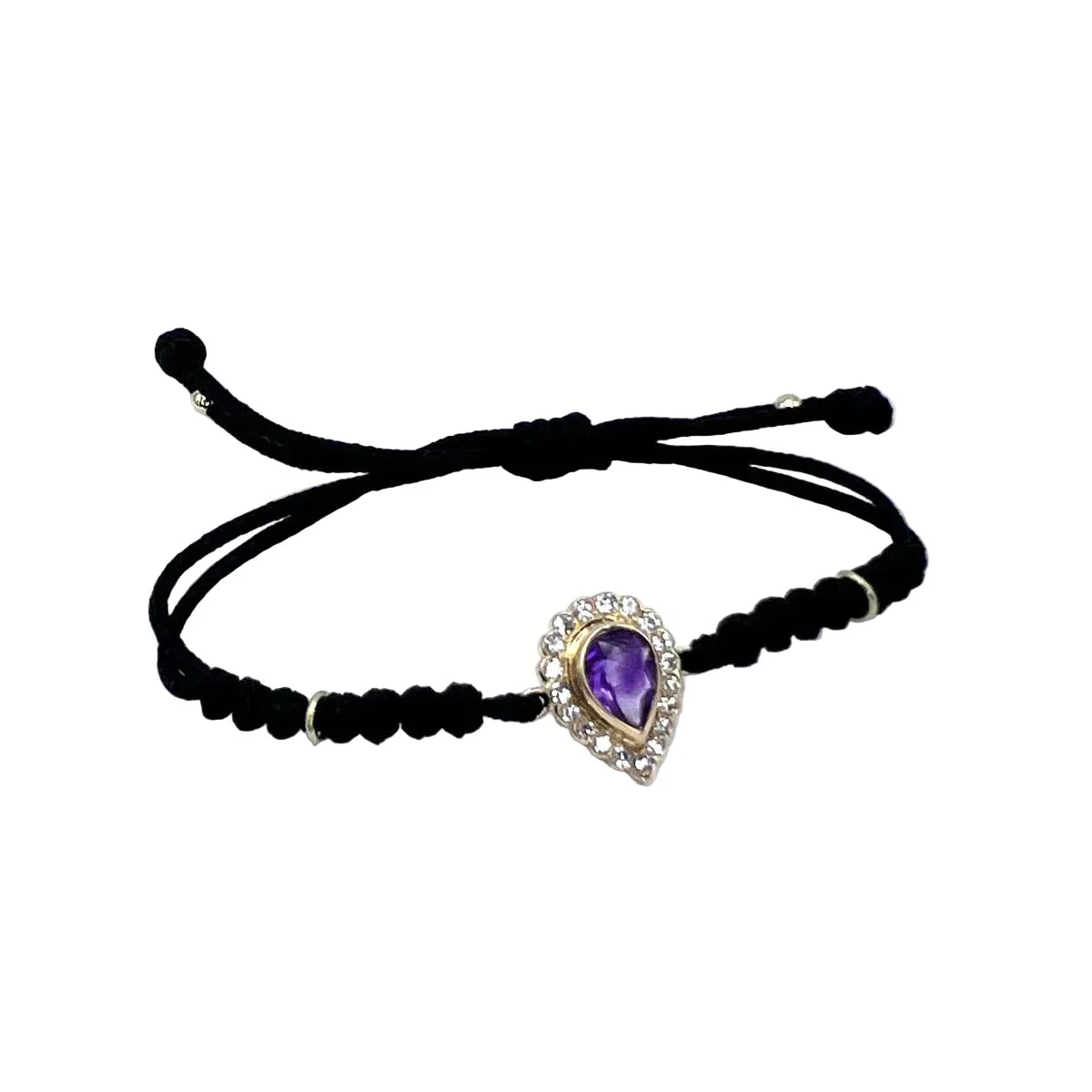 Bracelet Souple en or jaune, améthyste et diamants - Image 2