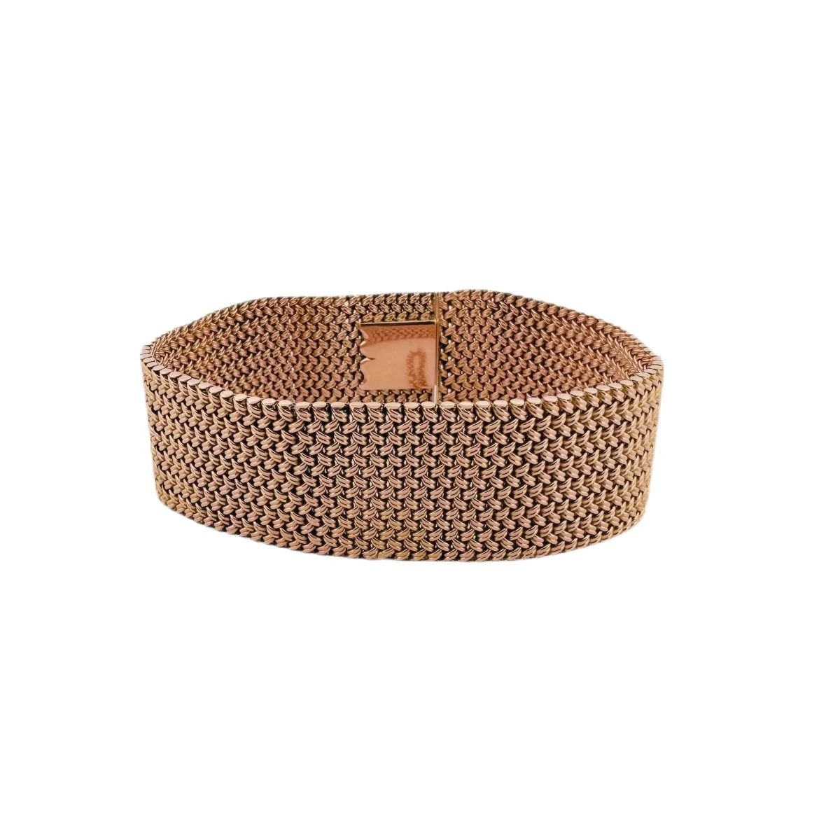 Bracelet souple en or rose tressé