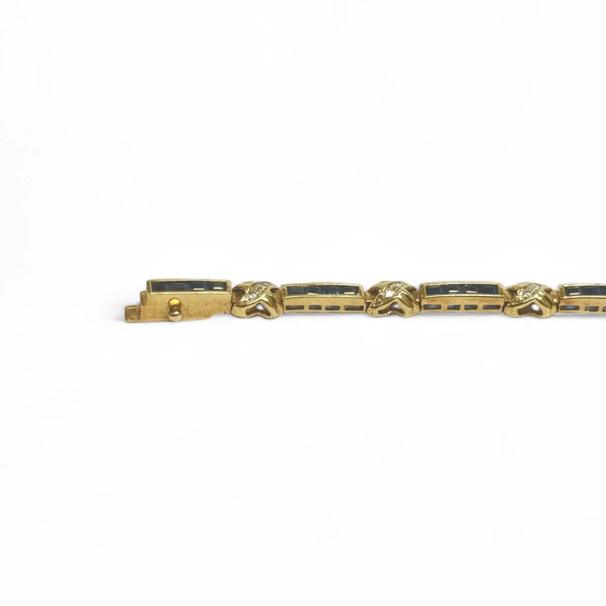 Bracelet souple en or jaune, saphirs et diamants - Image 3
