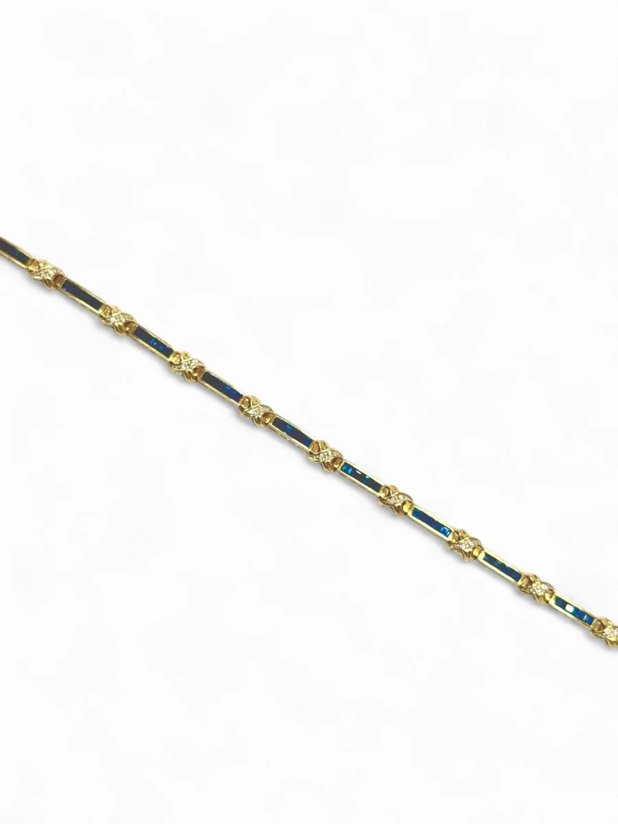 Bracelet souple en or jaune, saphirs et diamants - Image 5