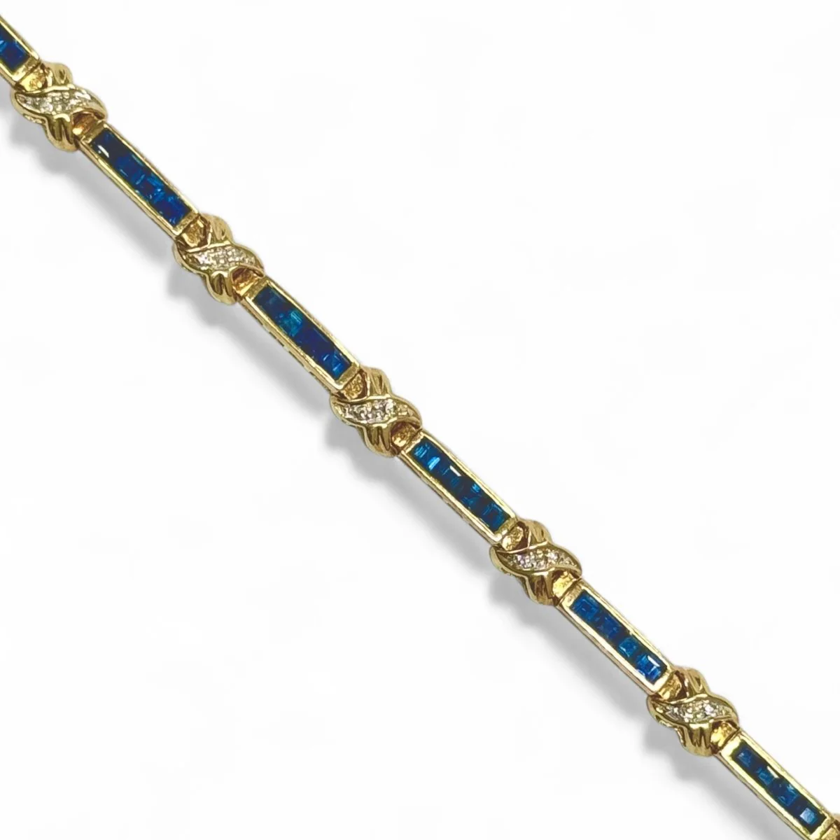 Bracelet souple en or jaune, saphirs et diamants - Image 6