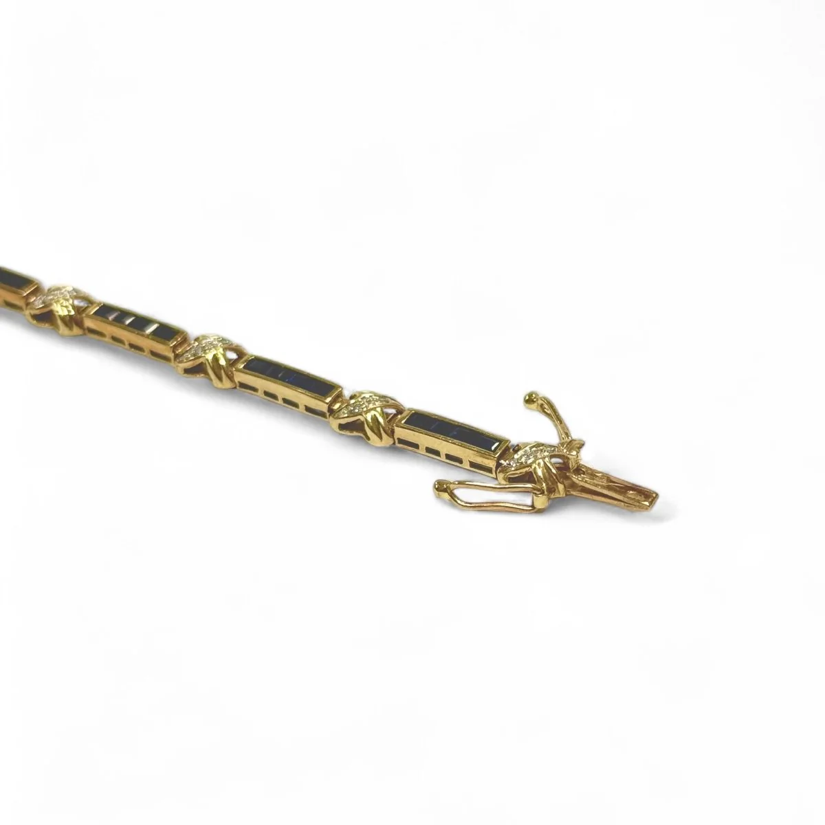 Bracelet souple en or jaune, saphirs et diamants - Image 7